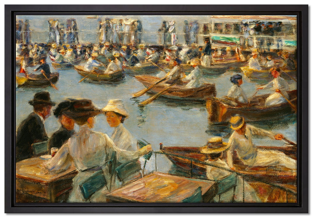 Max Liebermann - An der Alster in Hamburg  auf Leinwandbild gerahmt Größe 60x40