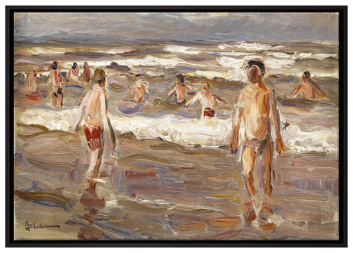 Max Liebermann - Badende Knaben im Meer auf Leinwandbild gerahmt Größe 100x70