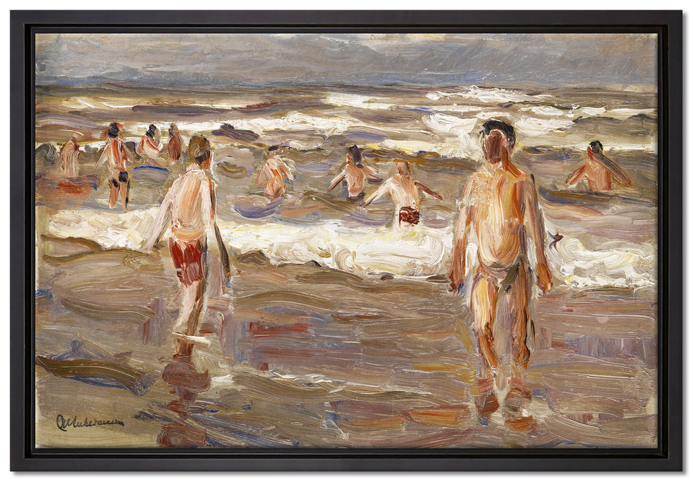 Max Liebermann - Badende Knaben im Meer  auf Leinwandbild gerahmt Größe 60x40