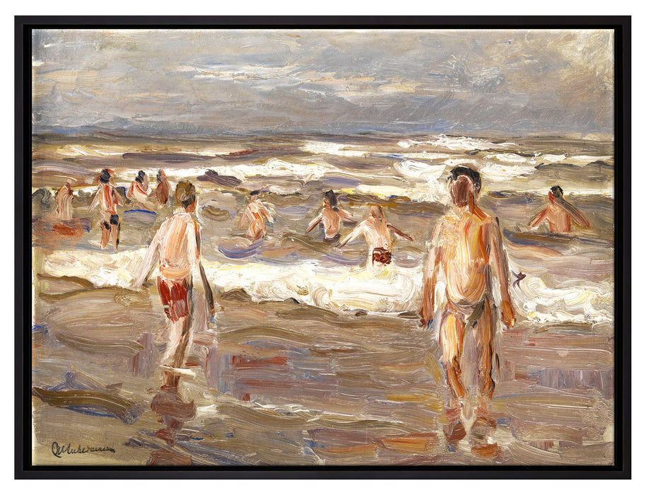 Max Liebermann - Badende Knaben im Meer  auf Leinwandbild gerahmt Größe 80x60