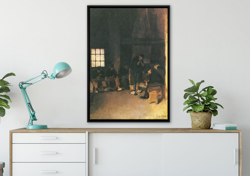 Max Liebermann - In der Lotsenstube auf Leinwandbild gerahmt verschiedene Größen im Wohnzimmer