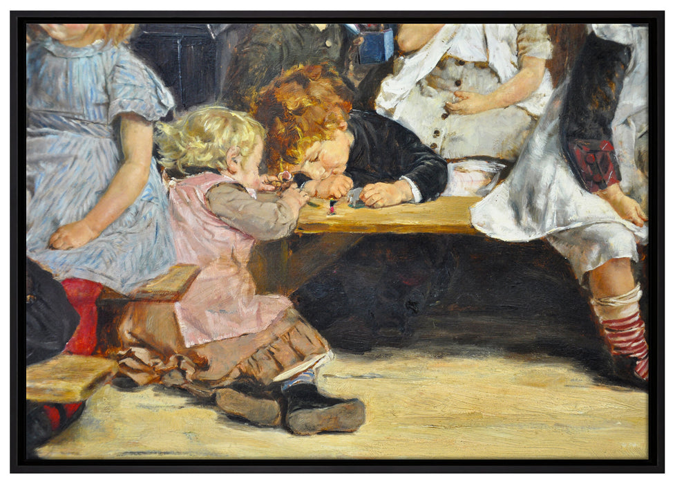 Max Liebermann - Kleinkinderschule in Amsterdam  auf Leinwandbild gerahmt Größe 100x70