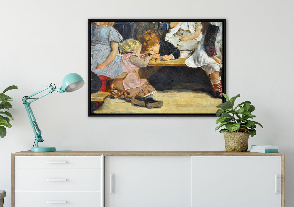 Max Liebermann - Kleinkinderschule in Amsterdam  auf Leinwandbild gerahmt verschiedene Größen im Wohnzimmer