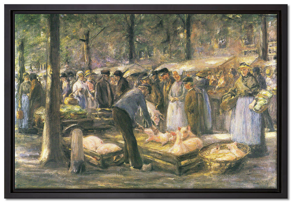 Max Liebermann - Schweinemarkt in Haarlem  auf Leinwandbild gerahmt Größe 60x40