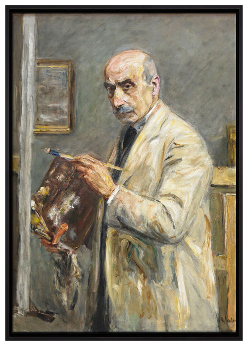 Max Liebermann - Selbstportrait mit Pinsel  auf Leinwandbild gerahmt Größe 100x70