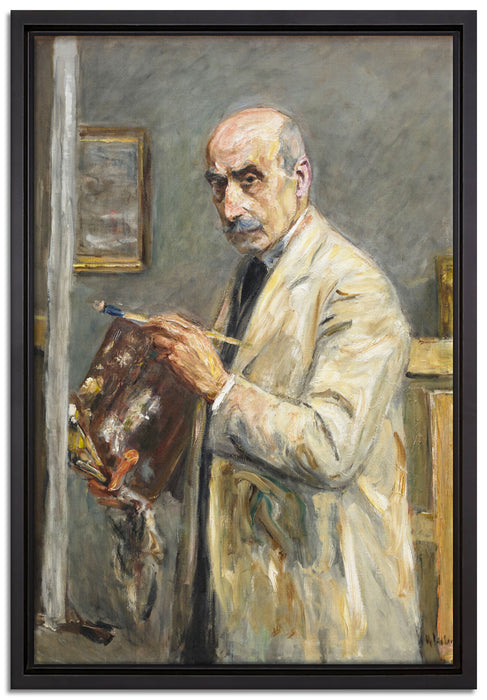 Max Liebermann - Selbstportrait mit Pinsel   auf Leinwandbild gerahmt Größe 60x40