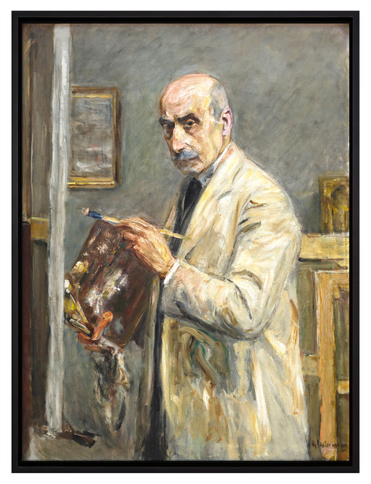 Max Liebermann - Selbstportrait mit Pinsel   auf Leinwandbild gerahmt Größe 80x60