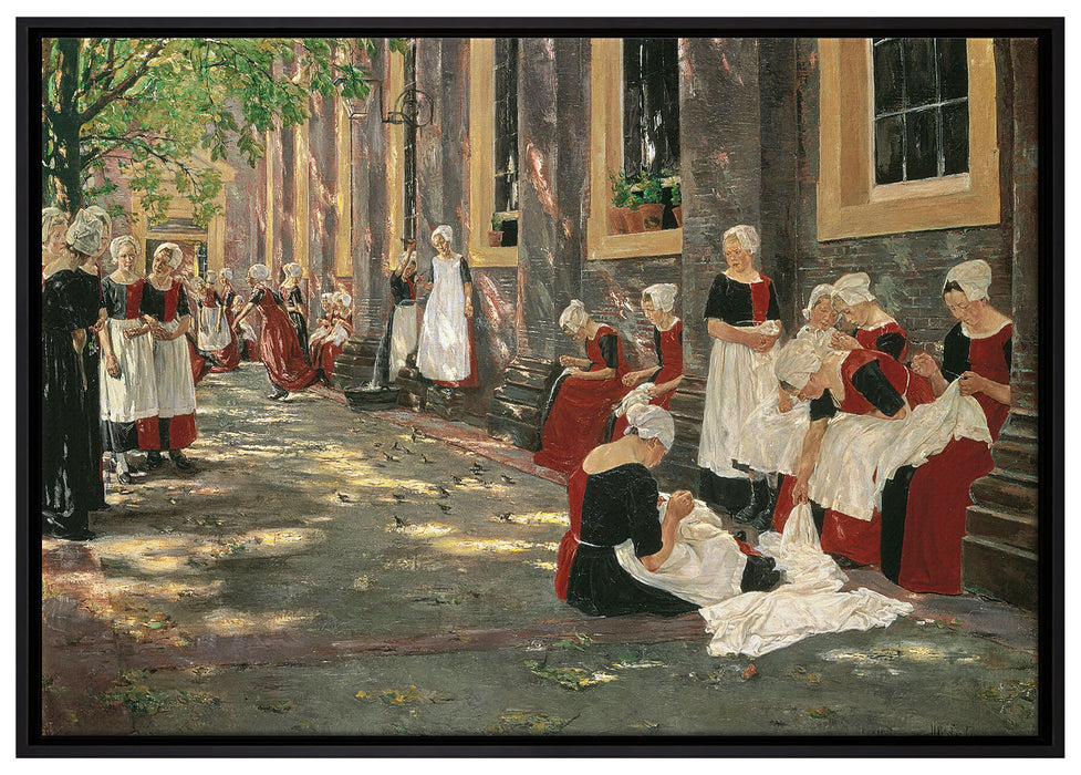 Max Liebermann - Freistunde im Amsterdamer Waisenhaus  auf Leinwandbild gerahmt Größe 100x70
