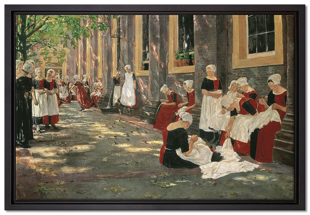 Max Liebermann - Freistunde im Amsterdamer Waisenhaus   auf Leinwandbild gerahmt Größe 60x40