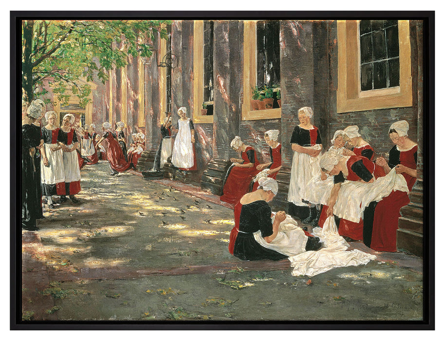 Max Liebermann - Freistunde im Amsterdamer Waisenhaus   auf Leinwandbild gerahmt Größe 80x60