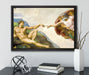 Michelangelo - Die Erschaffung Adams auf Leinwandbild gerahmt mit Kirschblüten