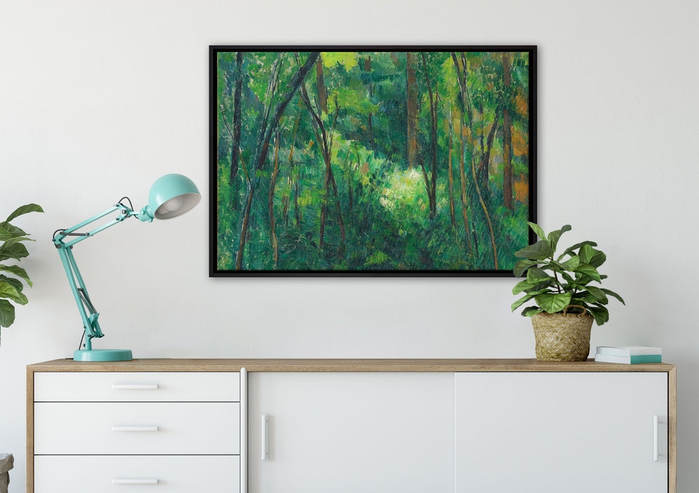 Paul Cézanne - Innenleben eines Waldes  auf Leinwandbild gerahmt verschiedene Größen im Wohnzimmer