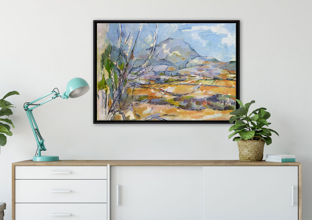 Paul Cézanne - Das Gebirge Sainte-Victoire  auf Leinwandbild gerahmt verschiedene Größen im Wohnzimmer