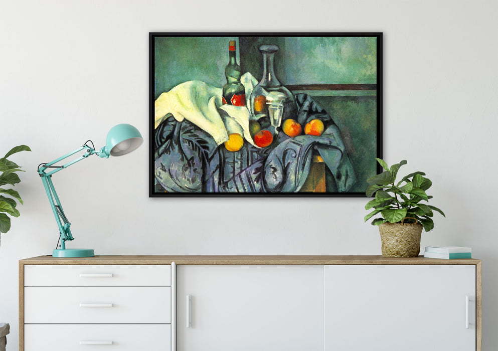 Paul Cézanne - Stillleben Pfefferminzflasche auf Leinwandbild gerahmt verschiedene Größen im Wohnzimmer