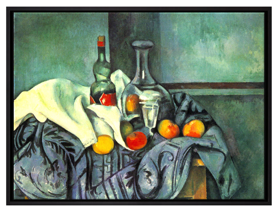 Paul Cézanne - Stillleben Pfefferminzflasche  auf Leinwandbild gerahmt Größe 80x60