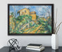 Paul Cézanne - Das Haus Maria am Weg zum Château Noir auf Leinwandbild gerahmt mit Kirschblüten