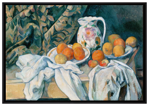 Paul Cézanne - Stillleben mit Vorhang auf Leinwandbild gerahmt Größe 100x70