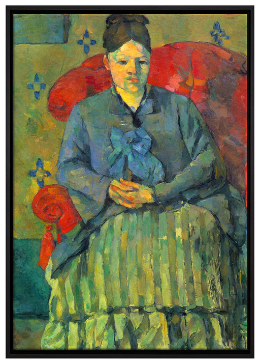 Paul Cézanne - Porträt der Mme Cézanne in rotem Lehnst auf Leinwandbild gerahmt Größe 100x70