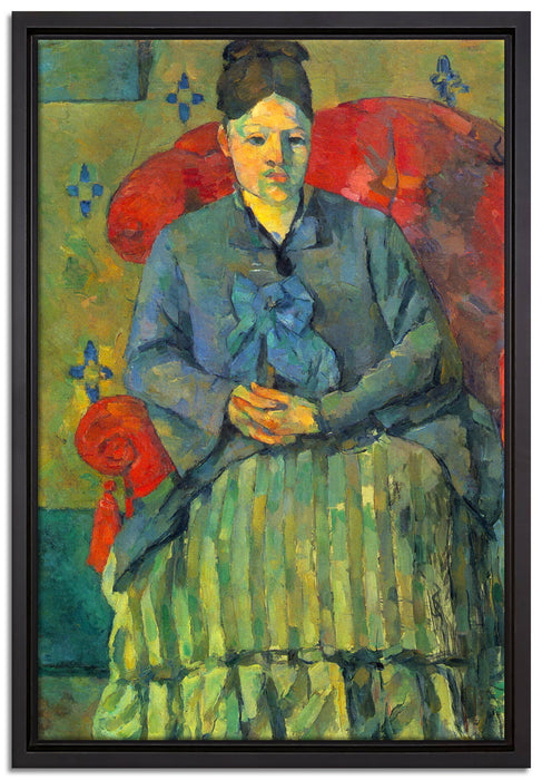 Paul Cézanne - Porträt der Mme Cézanne in rotem Lehnst  auf Leinwandbild gerahmt Größe 60x40