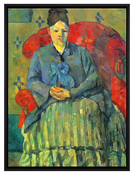 Paul Cézanne - Porträt der Mme Cézanne in rotem Lehnst  auf Leinwandbild gerahmt Größe 80x60