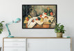 Paul Cézanne - Stillleben mit Vorhang Krug und Obstsc auf Leinwandbild gerahmt verschiedene Größen im Wohnzimmer