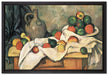 Paul Cézanne - Stillleben mit Vorhang Krug und Obstsc  auf Leinwandbild gerahmt Größe 60x40