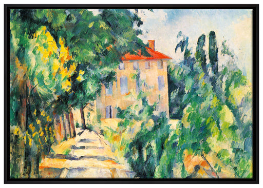 Paul Cézanne - Haus mit rotem Dach  auf Leinwandbild gerahmt Größe 100x70