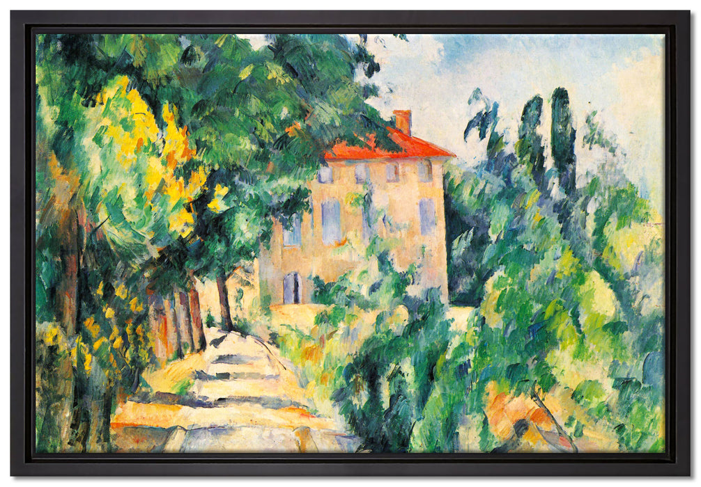 Paul Cézanne - Haus mit rotem Dach   auf Leinwandbild gerahmt Größe 60x40