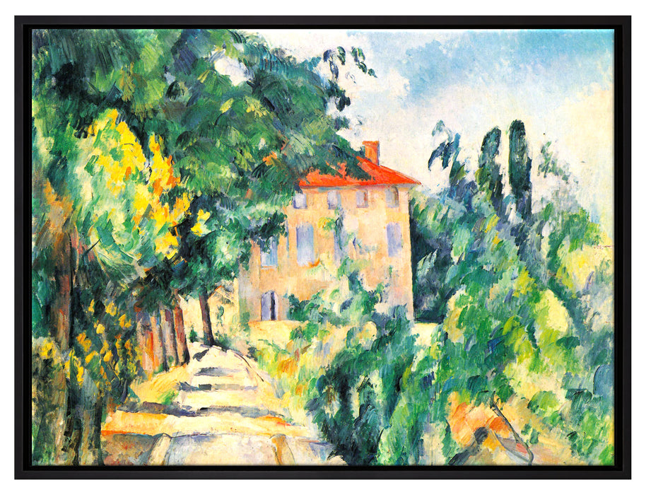 Paul Cézanne - Haus mit rotem Dach   auf Leinwandbild gerahmt Größe 80x60