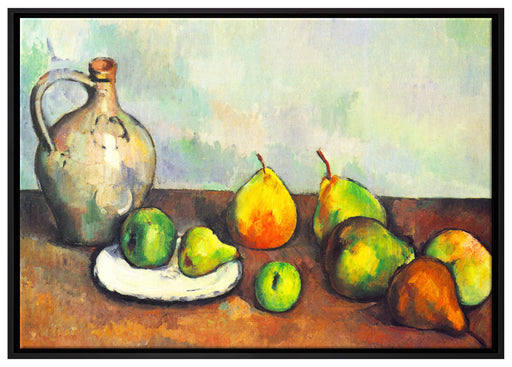 Paul Cézanne - Stillleben Krug und Früchte   auf Leinwandbild gerahmt Größe 100x70