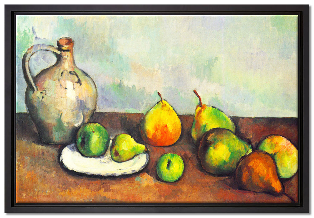 Paul Cézanne - Stillleben Krug und Früchte    auf Leinwandbild gerahmt Größe 60x40