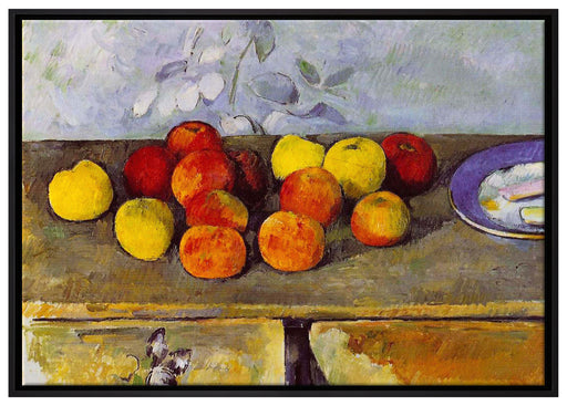 Paul Cézanne - Stillleben mit Äpfeln und Gebäck auf Leinwandbild gerahmt Größe 100x70