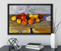 Paul Cézanne - Stillleben mit Äpfeln und Gebäck auf Leinwandbild gerahmt mit Kirschblüten