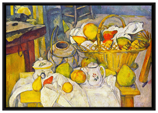 Paul Cézanne - Stillleben mit Korb auf Leinwandbild gerahmt Größe 100x70