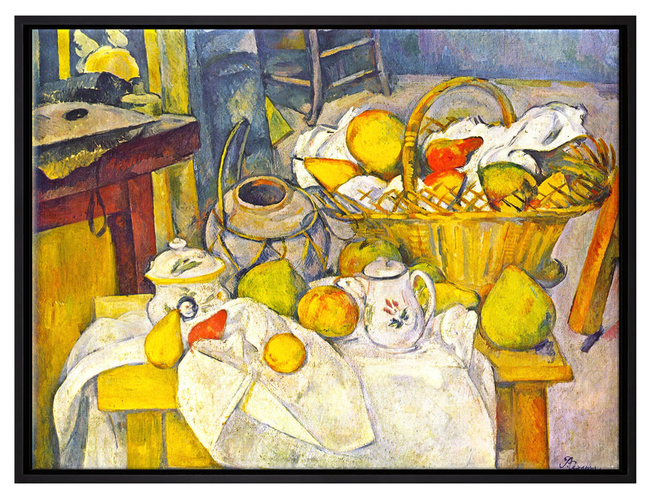 Paul Cézanne - Stillleben mit Korb  auf Leinwandbild gerahmt Größe 80x60