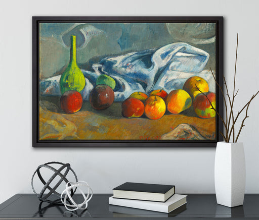 Paul Gauguin - Stillleben mit Äpfeln  auf Leinwandbild gerahmt mit Kirschblüten
