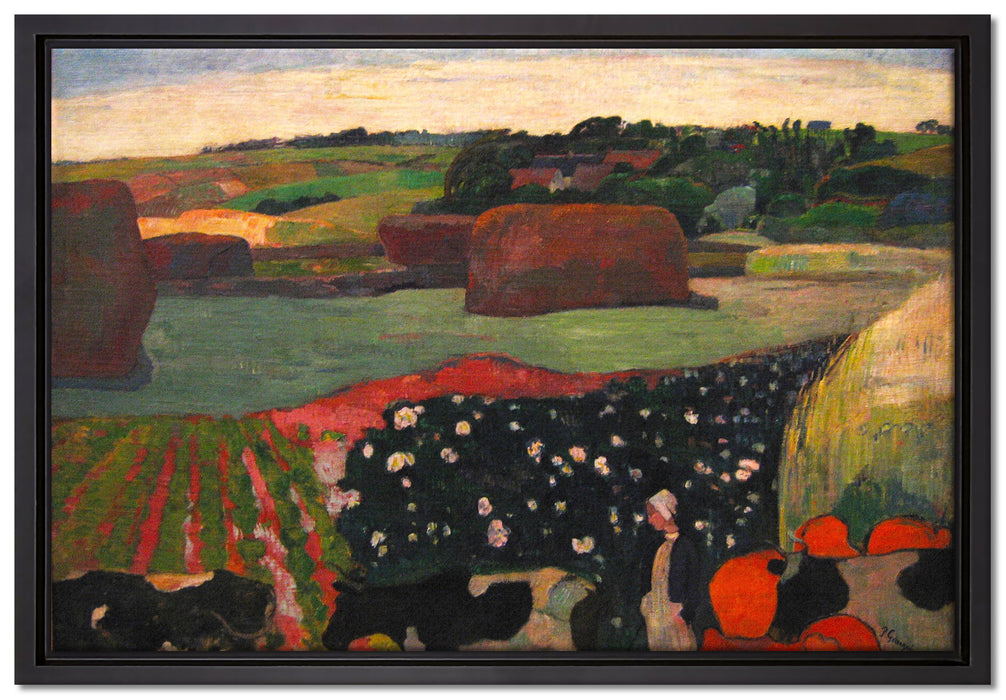 Paul Gauguin - Heuhaufen in der Bretagne  auf Leinwandbild gerahmt Größe 60x40
