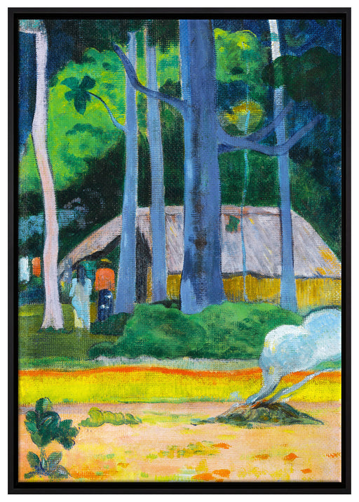 Paul Gauguin - CABANE SOUS LES ARBRES auf Leinwandbild gerahmt Größe 100x70