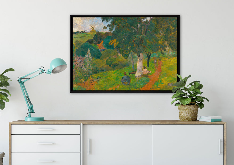 Paul Gauguin - Kommen und GehenMartinique auf Leinwandbild gerahmt verschiedene Größen im Wohnzimmer