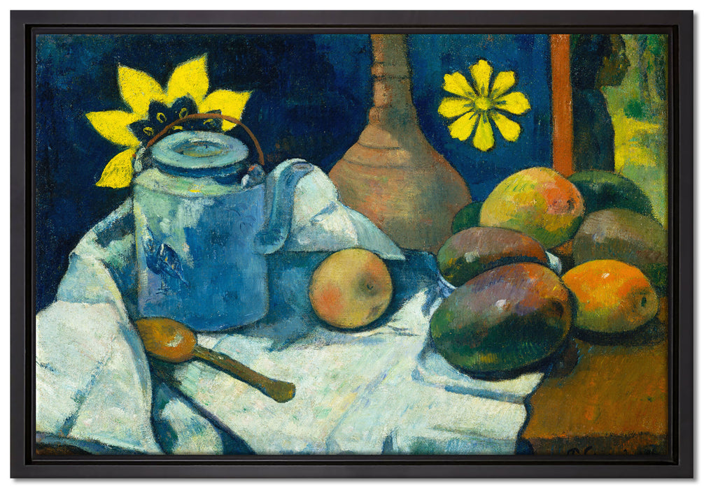 Paul Gauguin - Stillleben mit Tee-Kanne und Früchten   auf Leinwandbild gerahmt Größe 60x40
