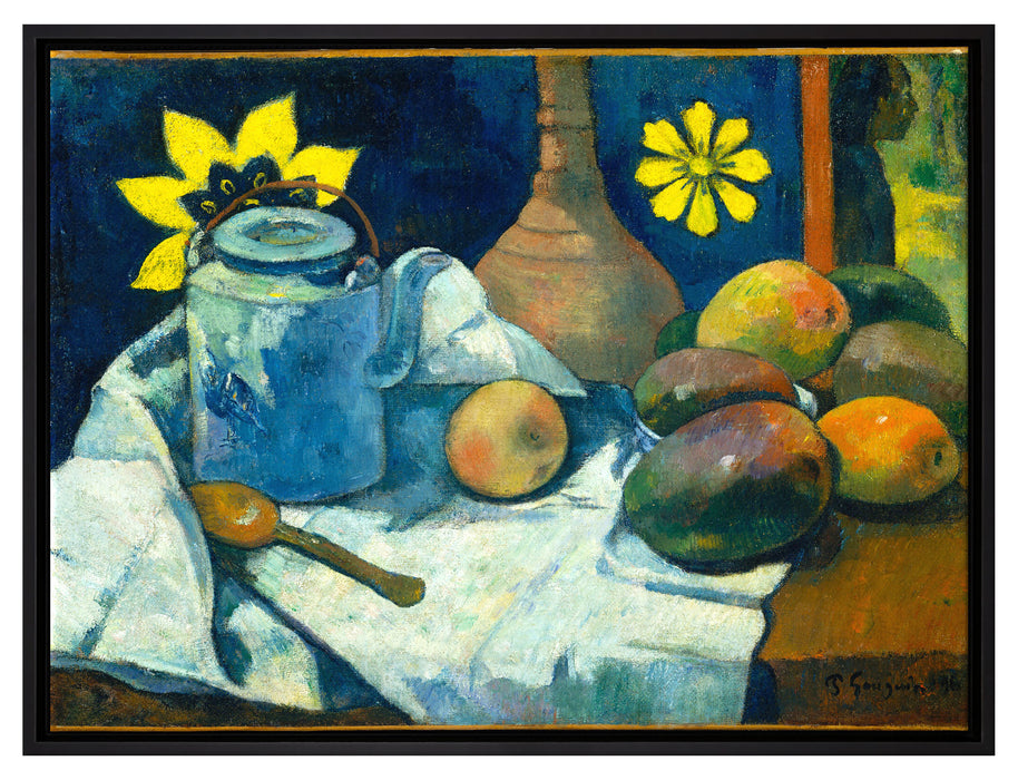 Paul Gauguin - Stillleben mit Tee-Kanne und Früchten   auf Leinwandbild gerahmt Größe 80x60
