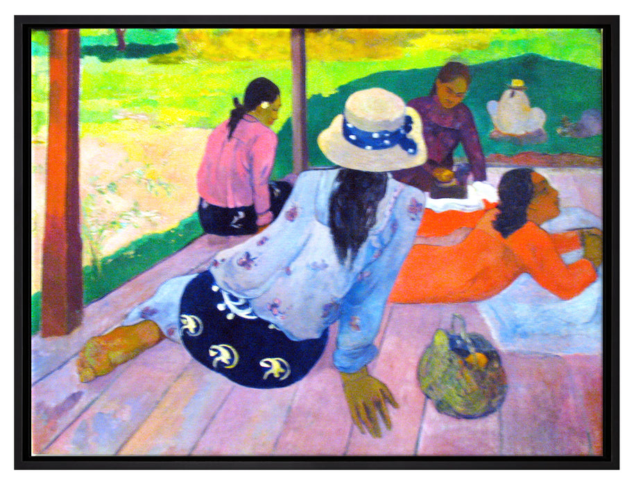 Paul Gauguin - Die Siesta   auf Leinwandbild gerahmt Größe 80x60