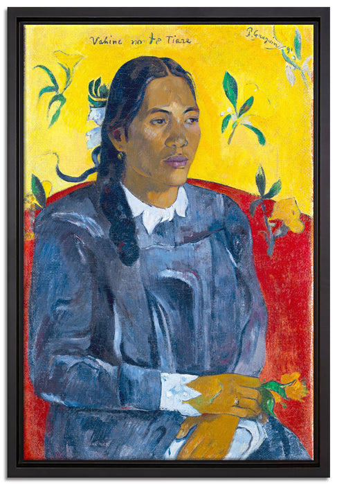Paul Gauguin - Frau mit Blume   auf Leinwandbild gerahmt Größe 60x40