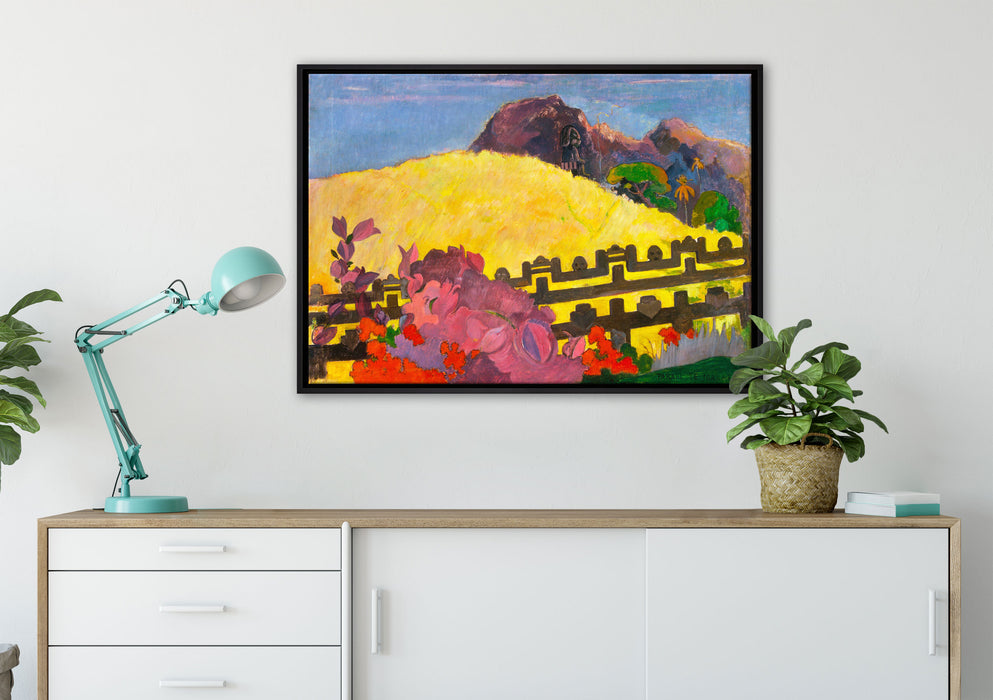 Paul Gauguin - Der heilige BergPARAHI TE MARAE auf Leinwandbild gerahmt verschiedene Größen im Wohnzimmer