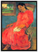 Paul Gauguin - Frau im rotem Kleid  auf Leinwandbild gerahmt Größe 100x70