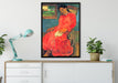 Paul Gauguin - Frau im rotem Kleid  auf Leinwandbild gerahmt verschiedene Größen im Wohnzimmer