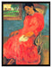 Paul Gauguin - Frau im rotem Kleid   auf Leinwandbild gerahmt Größe 80x60