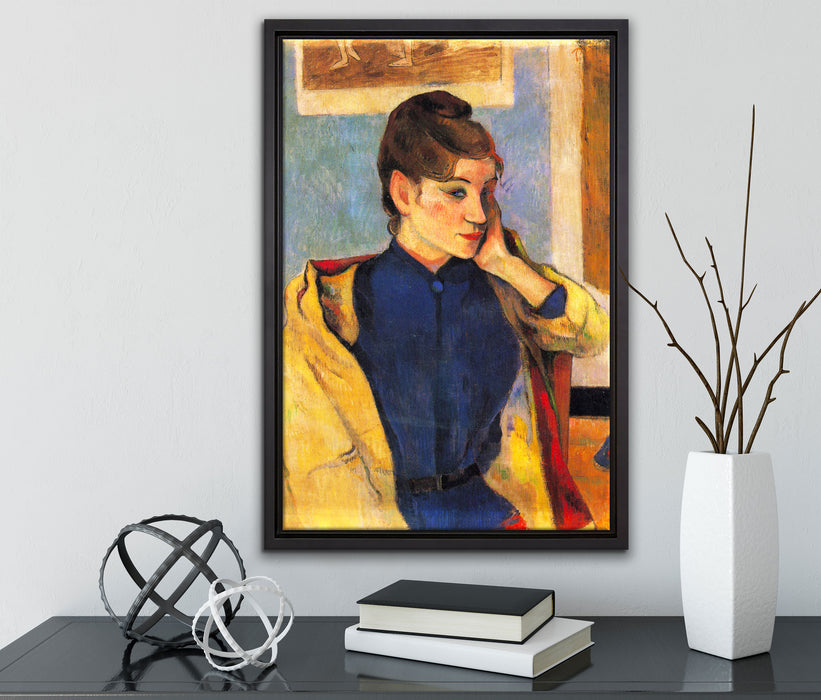 Paul Gauguin - Portrait von Madeleine Bernard auf Leinwandbild gerahmt mit Kirschblüten