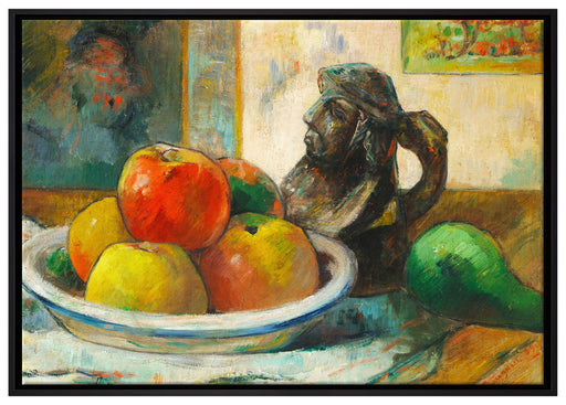 Paul Gauguin - Stillleben mit Äpfeln Birne und Keramik auf Leinwandbild gerahmt Größe 100x70