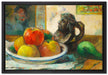 Paul Gauguin - Stillleben mit Äpfeln Birne und Keramik  auf Leinwandbild gerahmt Größe 60x40